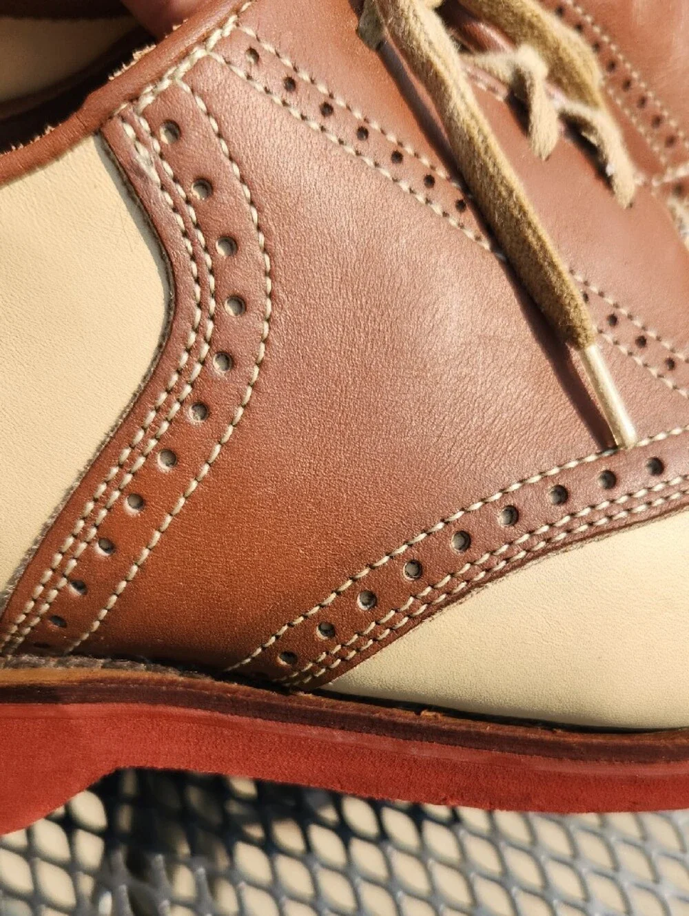 Vintage Dexter Two-Tone Saddle Oxfords in Cream and Brown